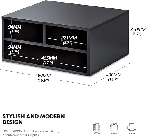 Miniatura 5 de FITUEYES organizadores de escritorio de dos niveles para impresora o fax, negros, de madera, DO204701WB
