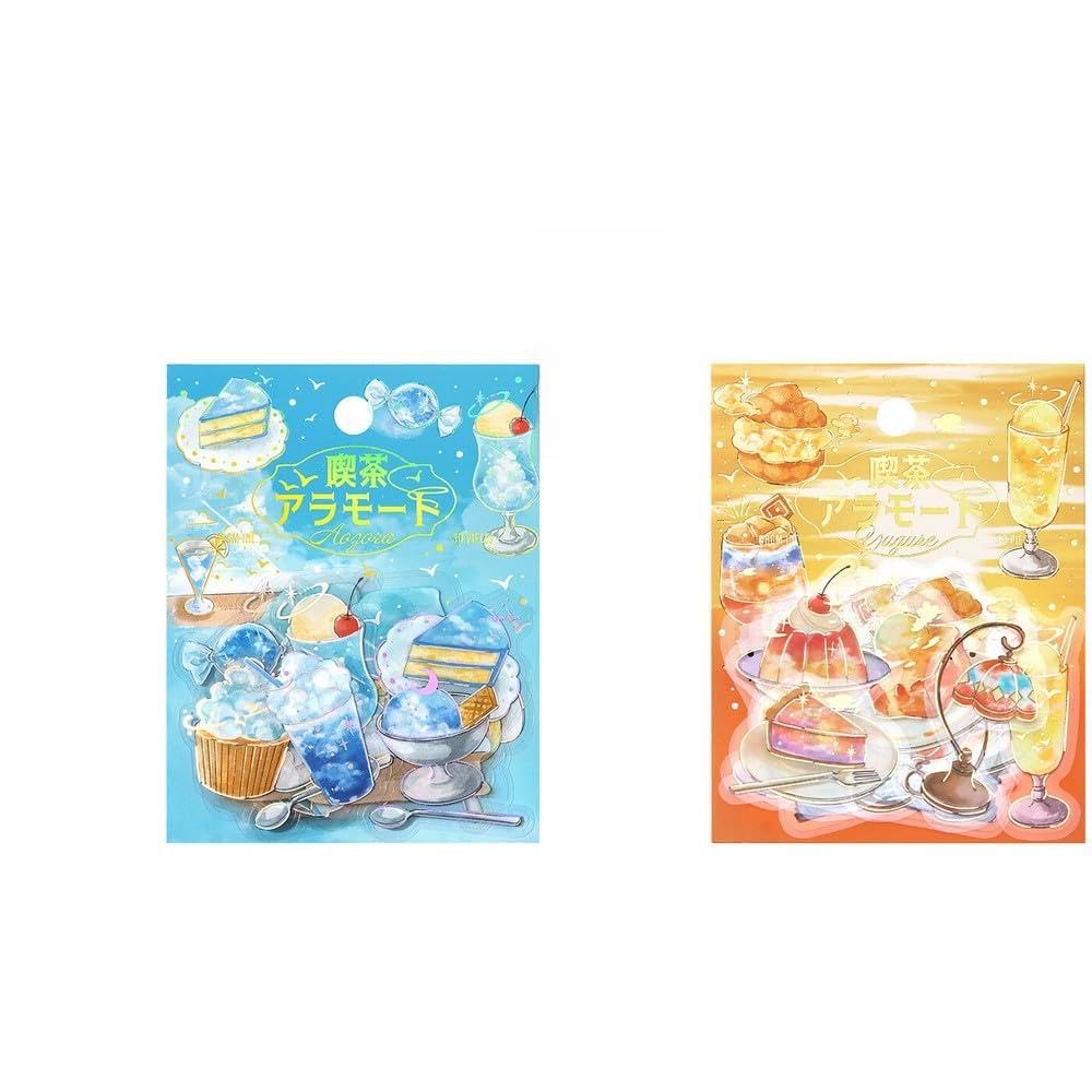 Pegatinas de escamas BGM decorativas transparente café azul cielo scrapbooking