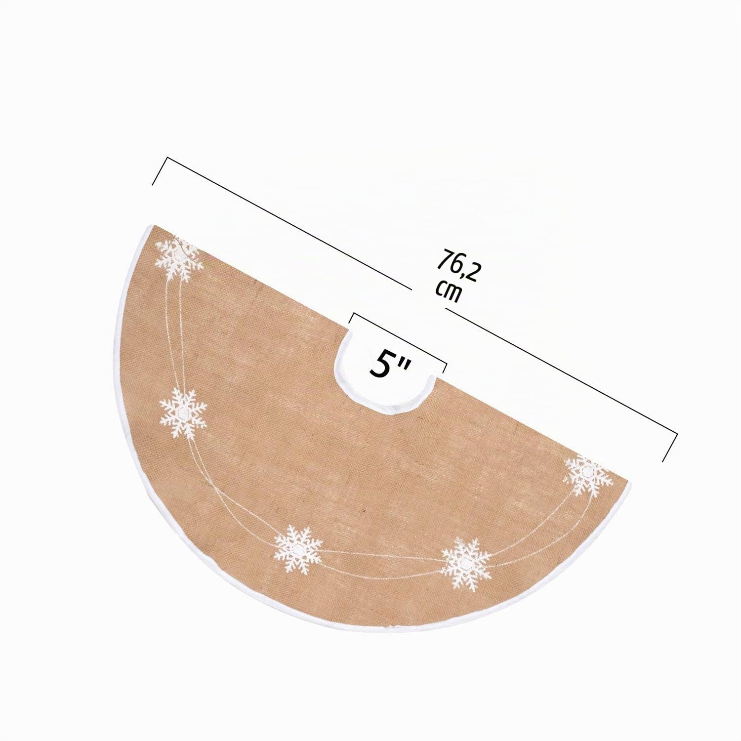 N&T NIETING Manta para árbol de Navidad, 75 cm, falda con copo de nieve blanco, arpillera, manta redonda para decoración navideña