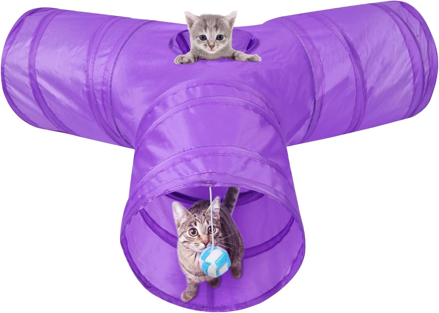 MFEI FEI Cat Play Tunnel, Pet Tunnel 3 Way Crinkle Collapsible Tube Toy Tunnel for Cats Rabbits