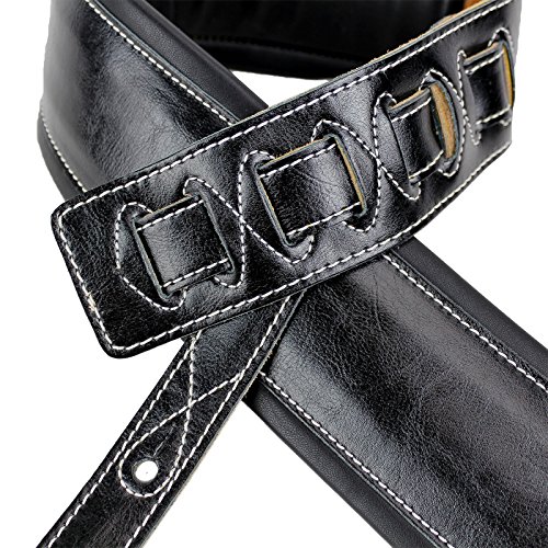 Walker & Williams C-22-XL Sangle de guitare extra longue rembourrée en cuir grainé Noir 147,3 cm, Black - Les Beatles, Paul McCartney, John Lennon, RIngo Starr, George Harrison Walker & Williams C-22-XL Sangle de guitare extra longue rembourrée en cuir grainé Noir 147,3 cm, Black – Image 4
