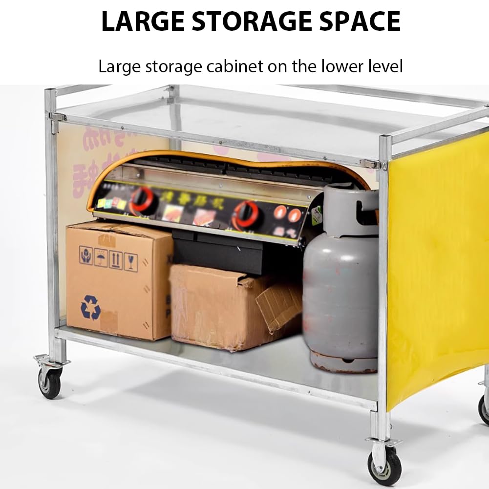 Carrello Per Venditori Ambulanti Di Cibo Da Strada Con Tettoia A Strisce, Espositore Pieghevole Per Alimenti Con Ruote Bloccabili, Carrello Per Venditori Ambulanti,S