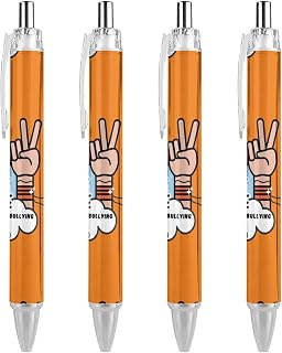 Peace Love Unity Anti Bullying Unity Day Orange Ballpoint Pens Supplies Retractable Writing Black Ink Pen Gifts Accessories for Office Work School Doctor Nurse Teacher Students