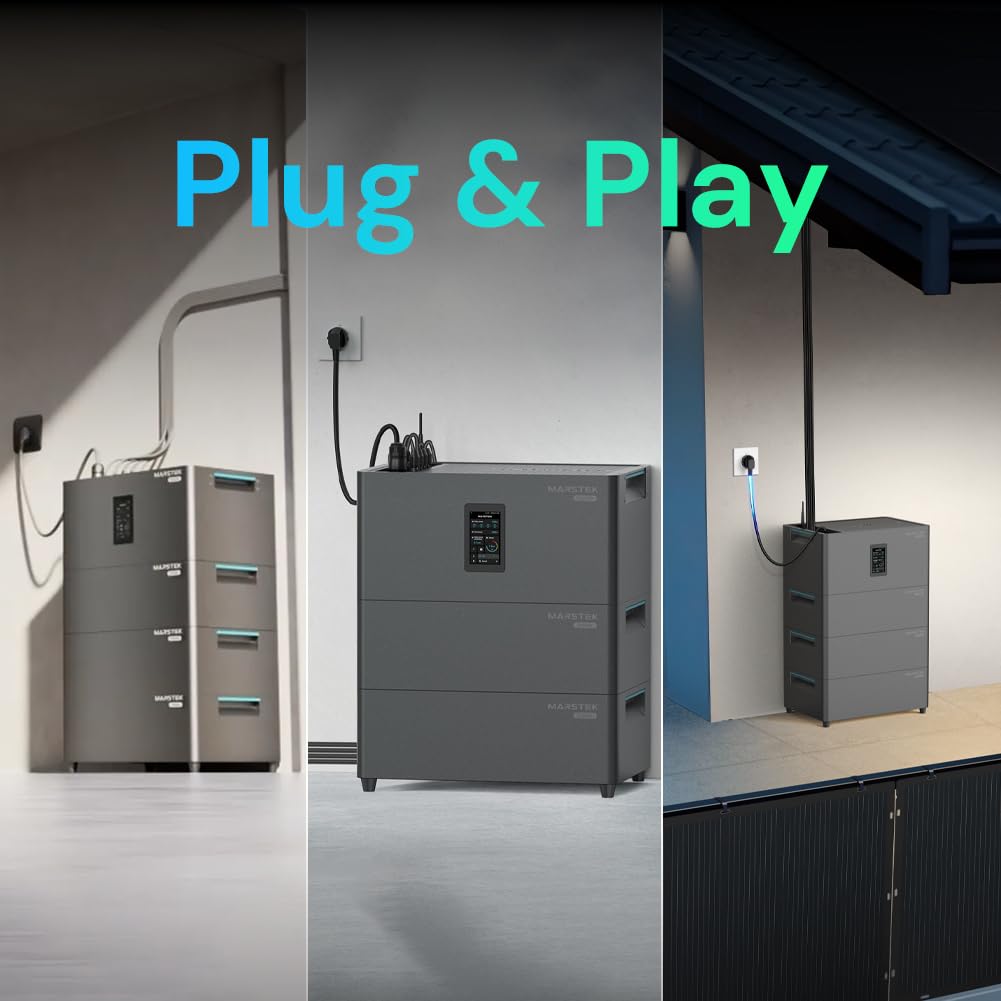 Marstek Jupiter C Plus Balkonkraftwerk mit Speicher & Wechselrichter, 0% MwSt, 2.56kWh LFP-Akku, App-Steuerung, 4 MPPT 2.4kW PV-Eingangsleistung/800W On-Grid-Ausgang, IP65, Plug&Play, 6000 Ladezyklen