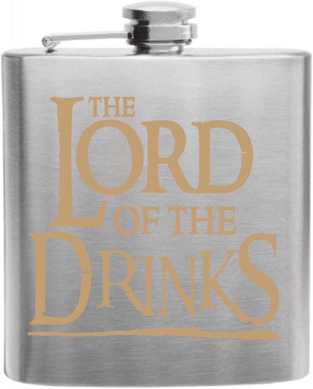 "The Lord of the Drinks" Gold LOTR Super Fan Inspired Funny Design Custom Printed Stainless Steel Alcohol Hip Flask, 6 Oz. Red