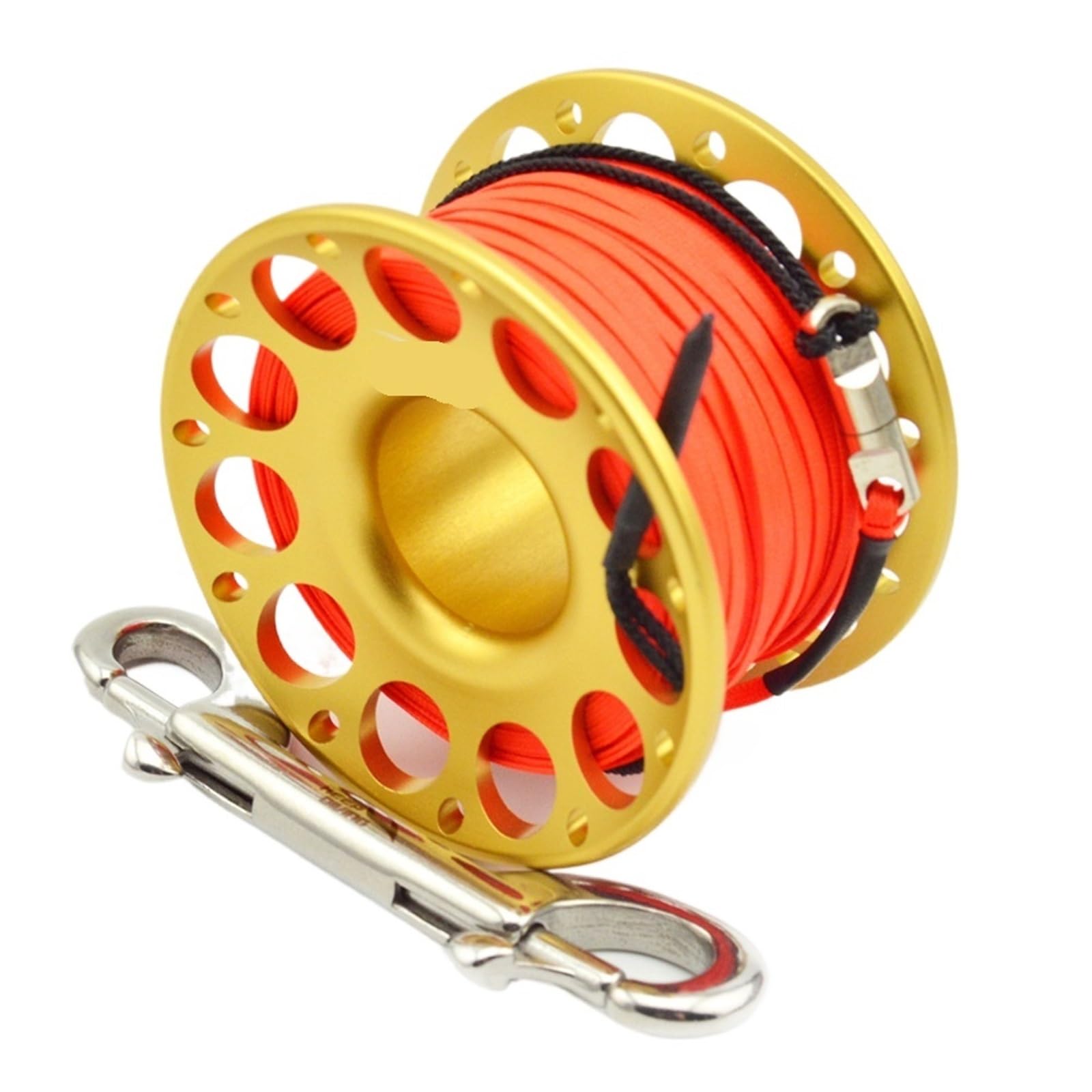 Dive Finger Reel, Scuba Diving Finger Spool 15m 30m Multicolor Aluminum Bolt Snap Hook(30m Gold)
