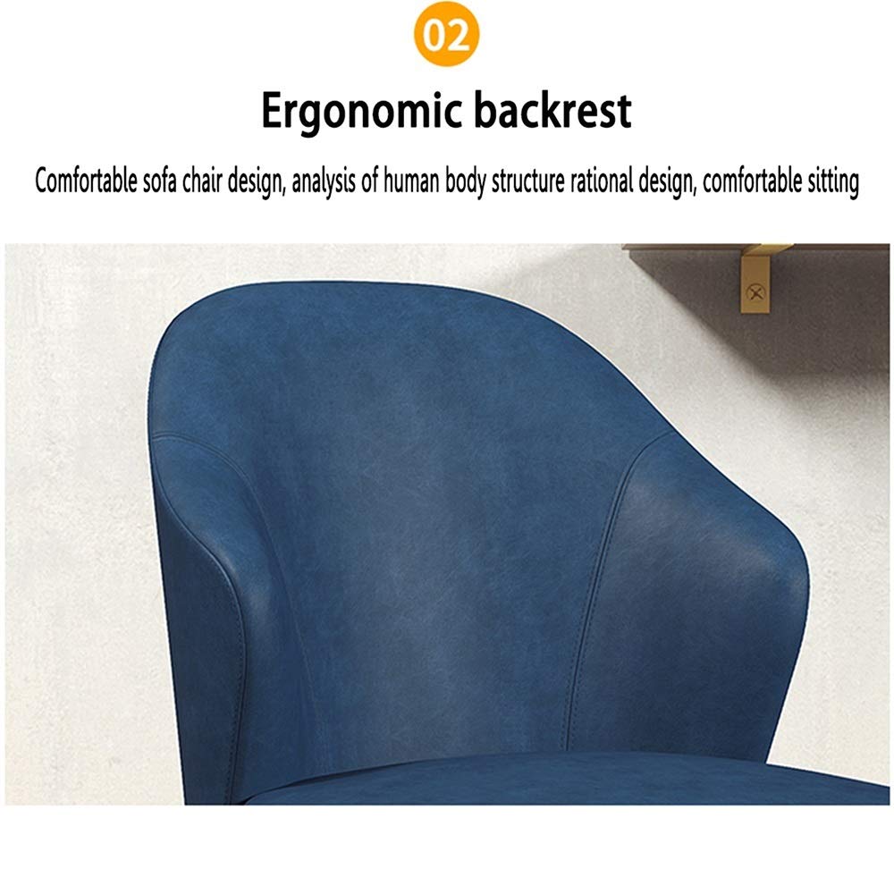 Esszimmerstühle Hauptschreibtischstuhl Kunstledersitz Küchenmöbel Lehnensessel Lounge Metallrahmen 52x52x92cm Eckstühle (Color : Blue)