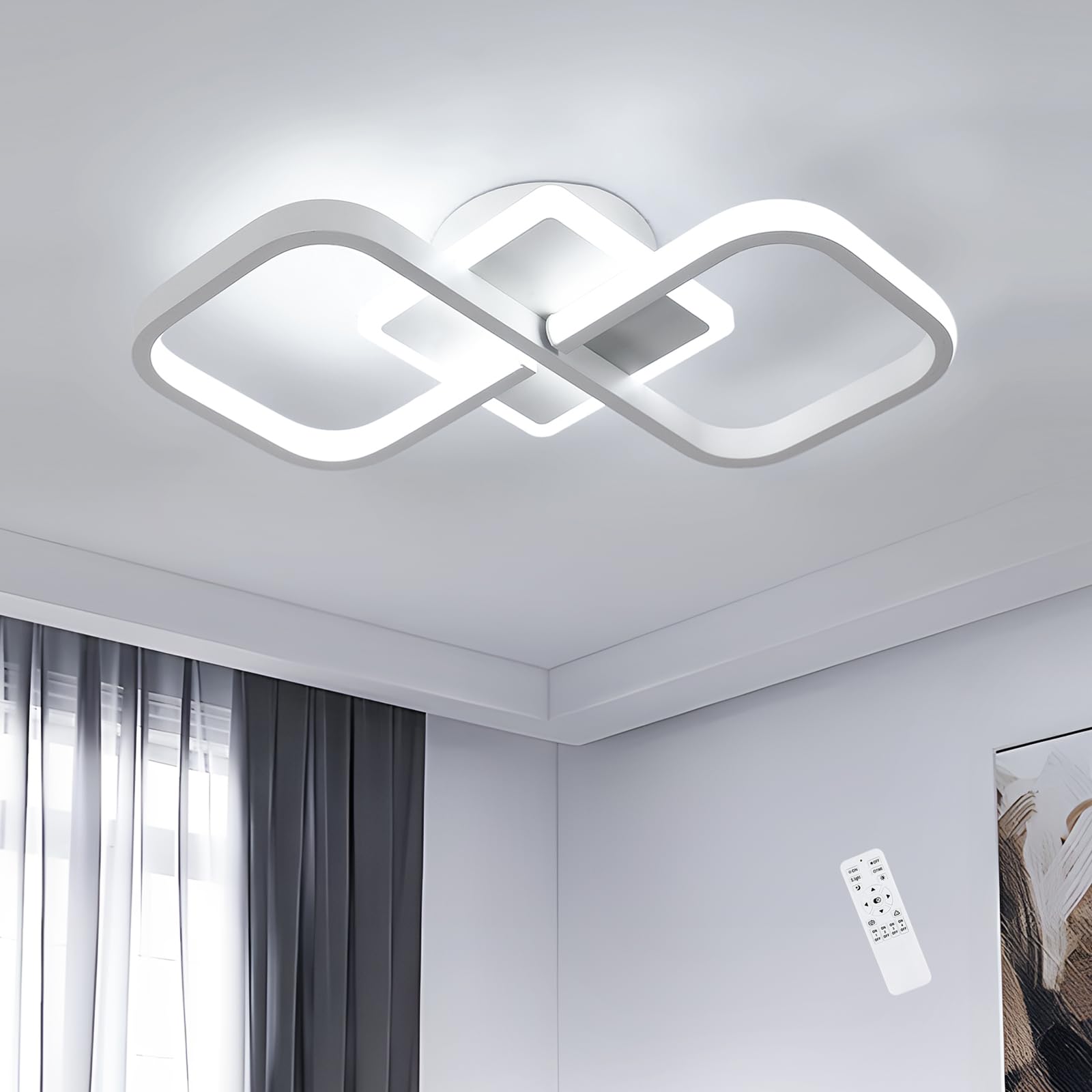 Comely LED Ceiling Light Dimmable Square, 40W 40cm Modern White LED Ceiling Lamp with Remote Control for Bedroom, Living Room, Dimmable 3000K-6500K