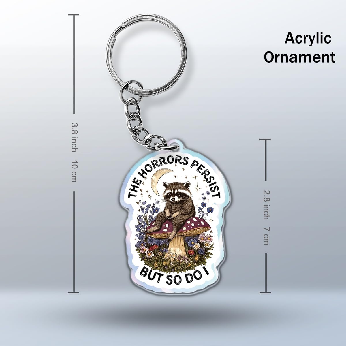 Nurse Keychain, Cute Raccoon Decor Acrylic Emotional Support Keychain Inspirational Raccoon Gifts for Motorcycles Cars Backpack Handbag -3 - Image 2