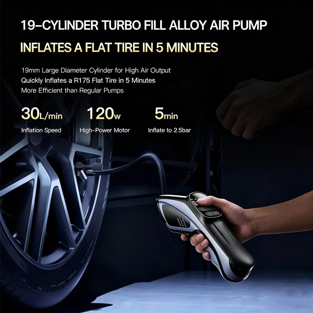 Compresseur Air Pompe à air portative sans Fil Gonfleur Electrique