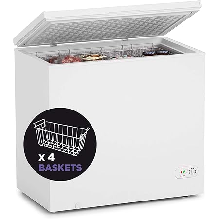 Northair Chest Freezer - 7 Cu Ft with 4 Removable Baskets - Reach In Freezer Chest - Quiet Compact Freezer - 7 Temperature Settings - White