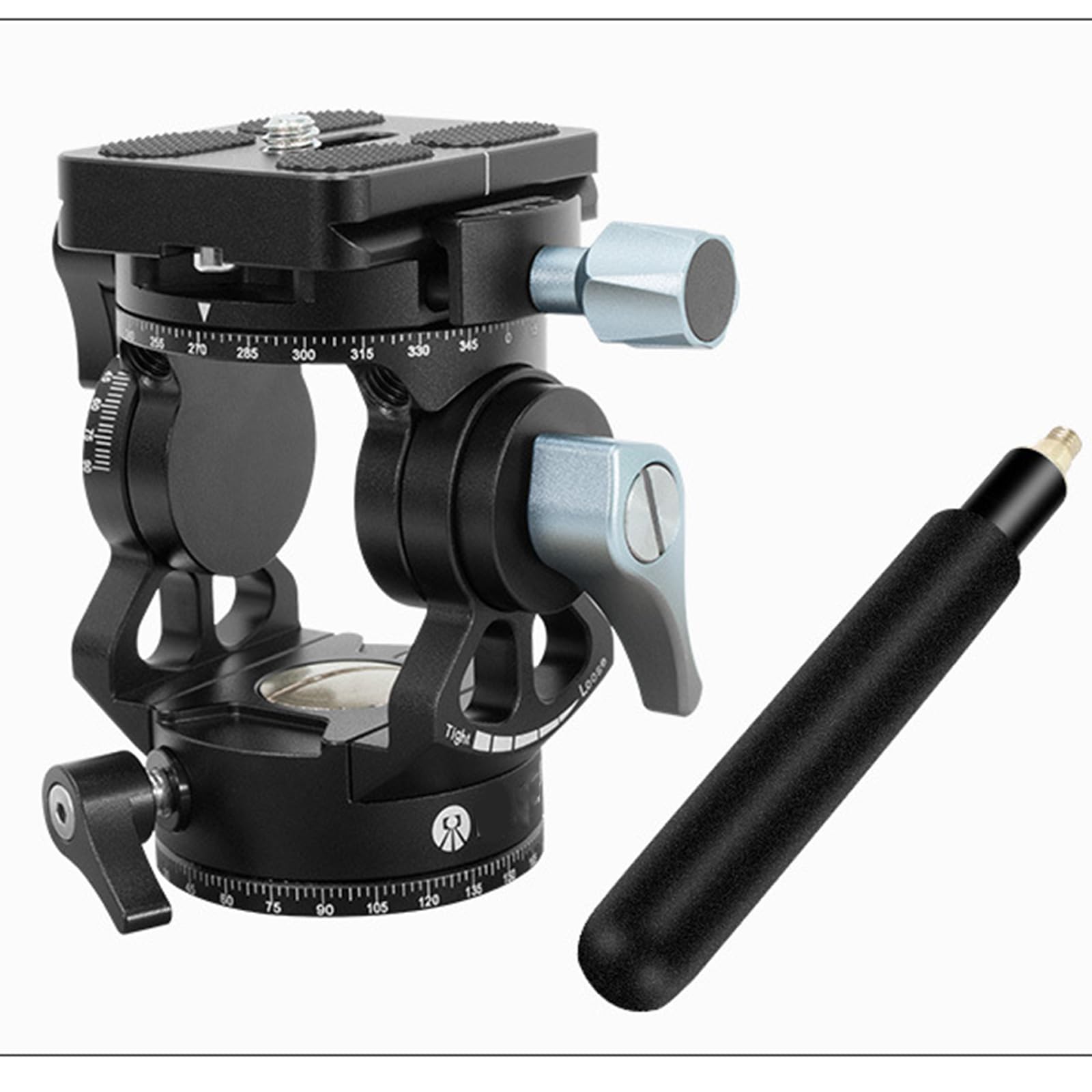 Treppiede in alluminio Fluido Testa 90º Inclinazione E 720º Rotante Leggero Per Monopiedi Sliders Luce Stand Tilt Pan Head