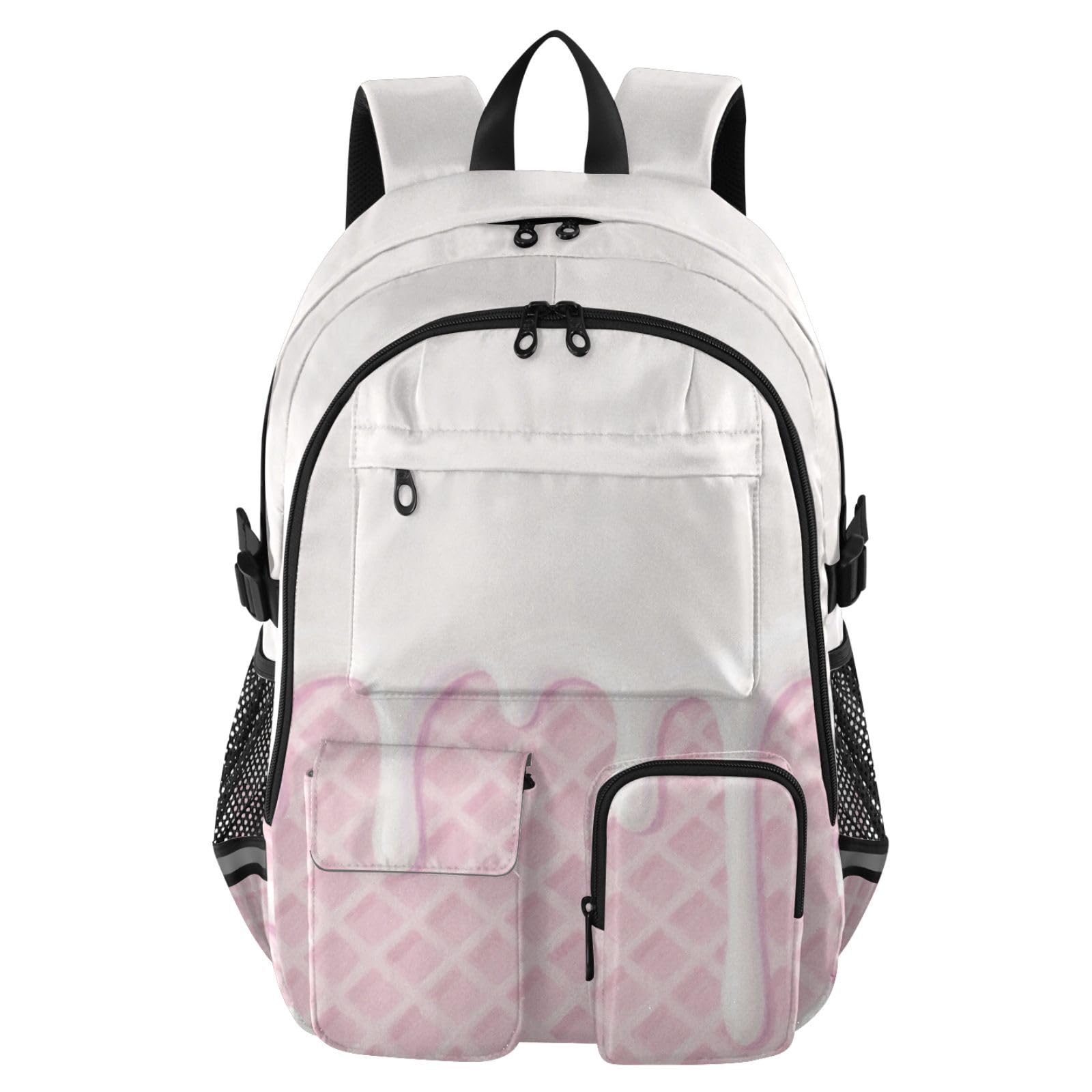 Mochila para portátiles ligera de 44.5 cm con correas acolchadas y estampado de cuadros rosa 8