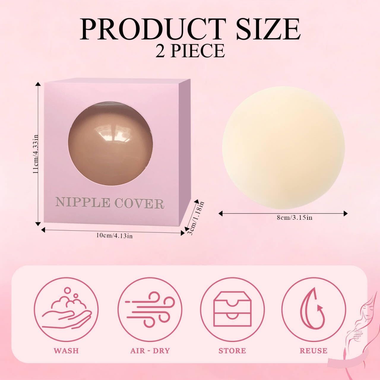 Nipple Covers No Show ,1 Pairs -Reusable Seamless Pasty Sticky Adhesive Silicone Nipple Pasties for Women - Image 7