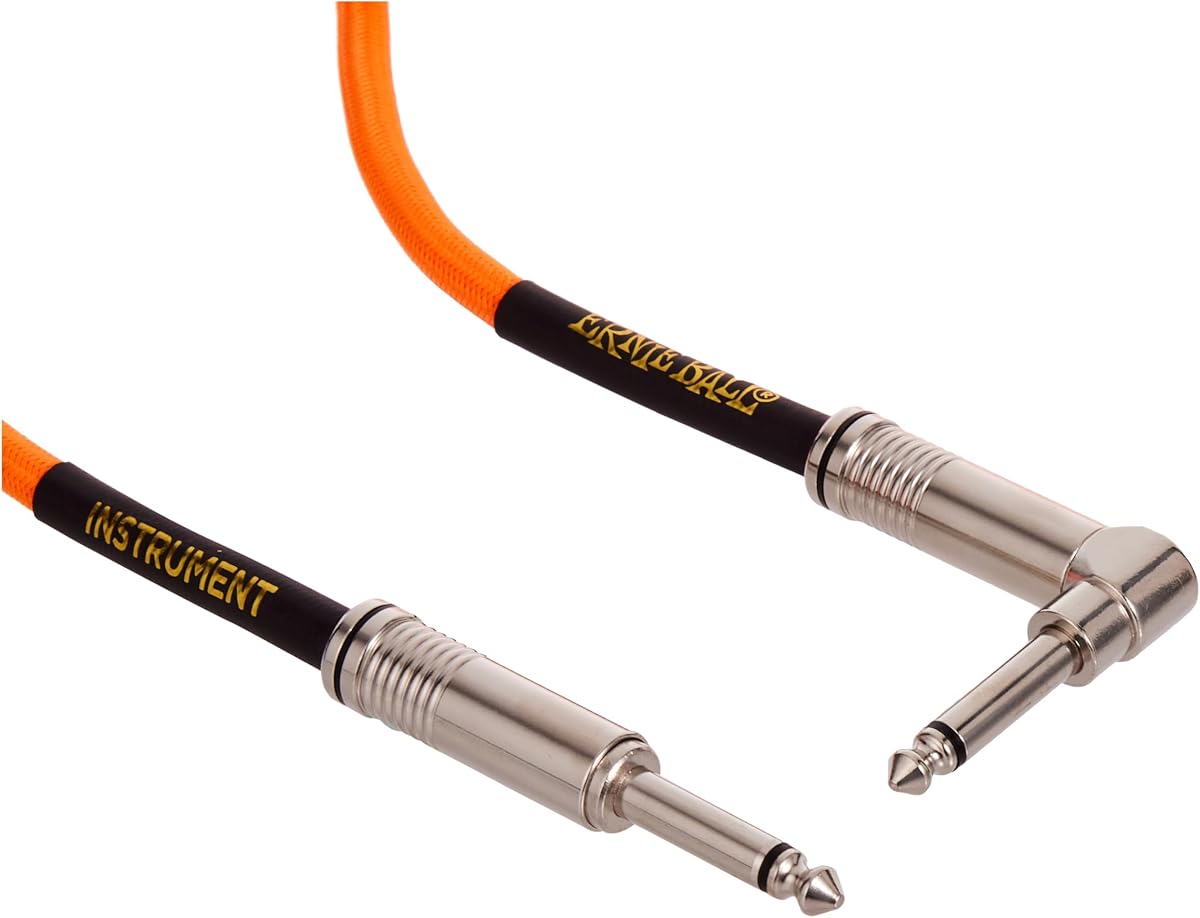 Cable de instrumento trenzado, recto/angular, 10 pies, naranja neón (P06079)