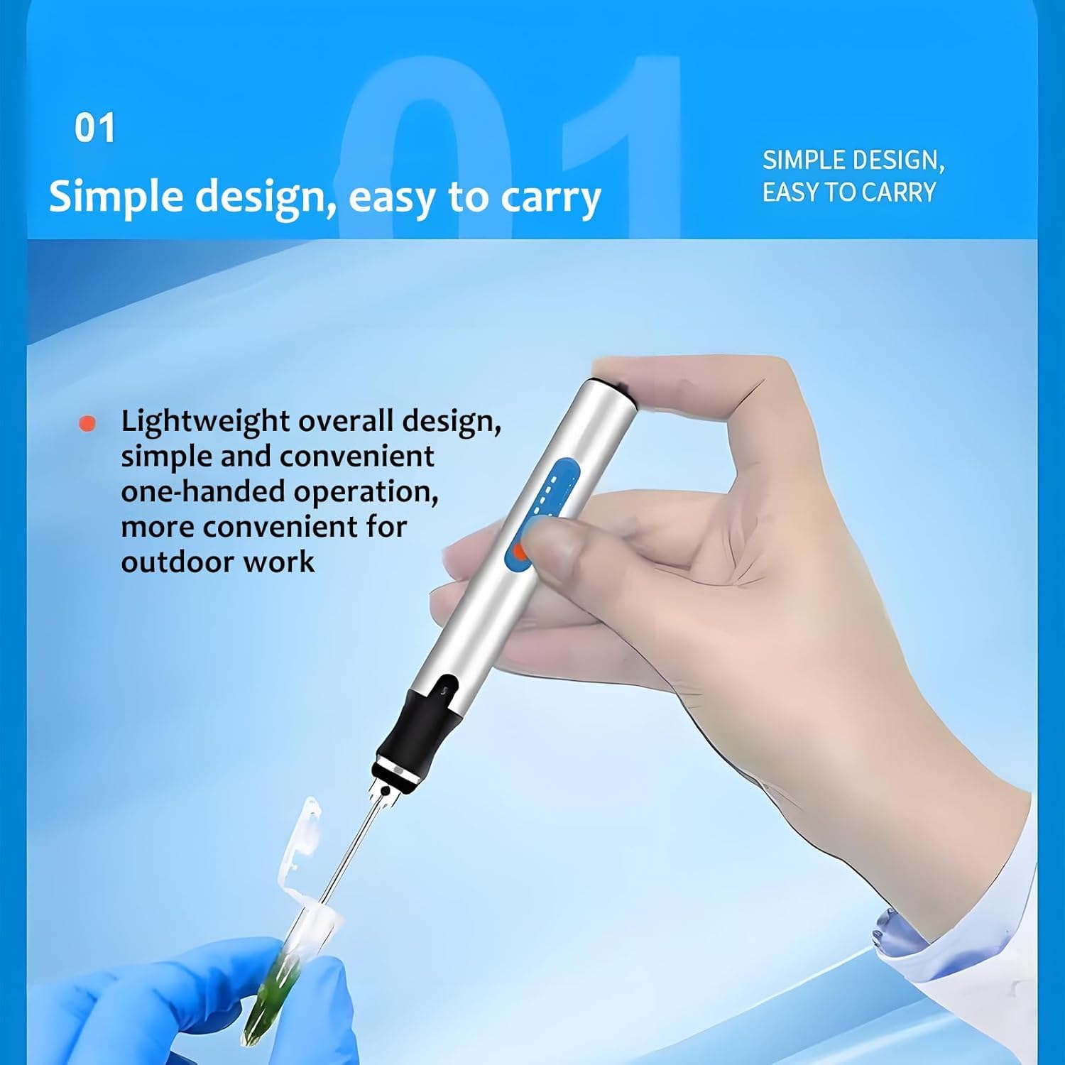Mini trituradora portátil, homogeneizador ultrasónico de Mano, Capacidad de 1,5 ml, con Cabezales de trituración de 3/4/6 mm, 18 000 RPM, para análisis de Tejidos Vegetales y Alimentos