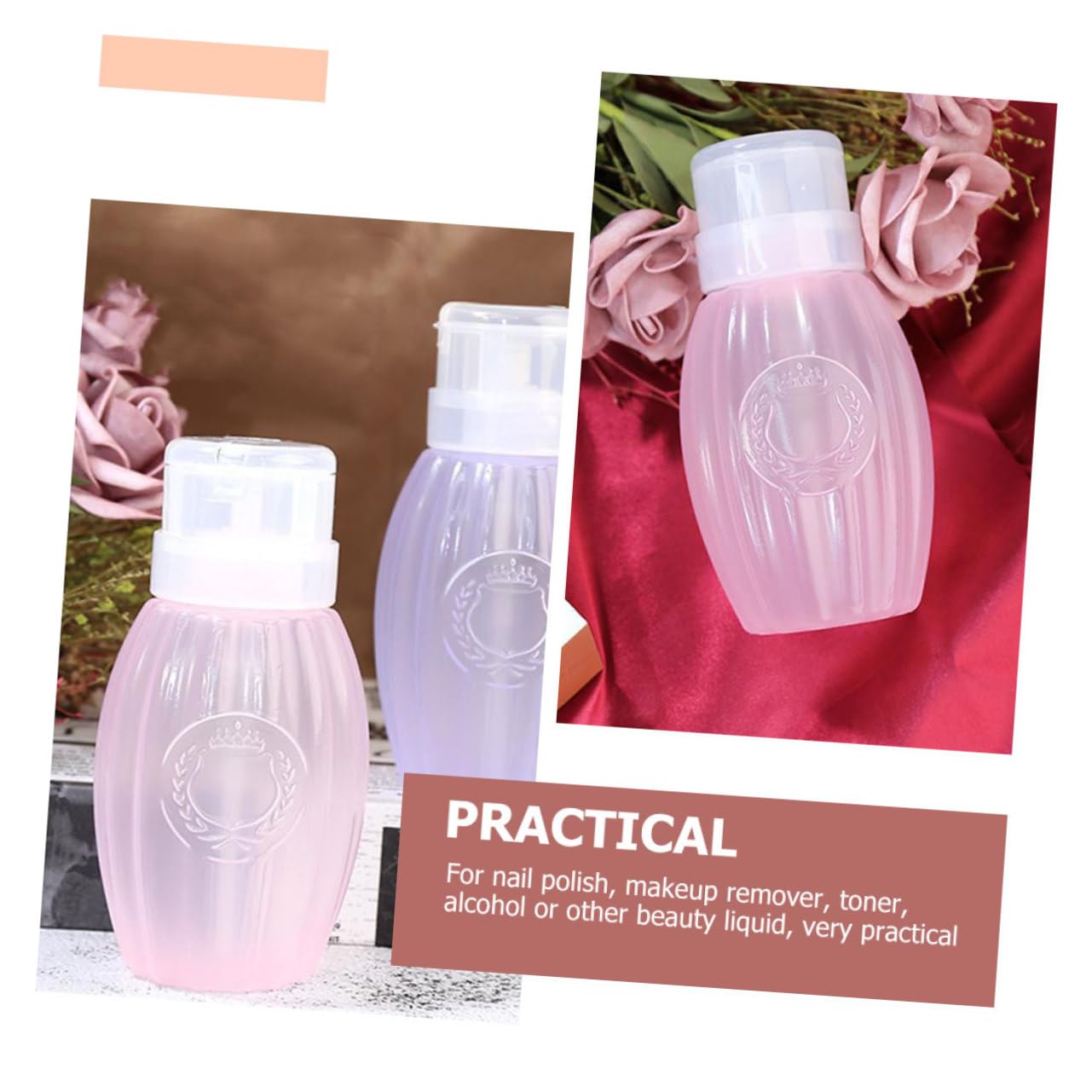 Healeved 4Pcs 200ml Empty Pressing Bottles for Nail Polish Remover Manicure Liquid Dispenser with Colorful Caps Ideal for Salon and Home Use