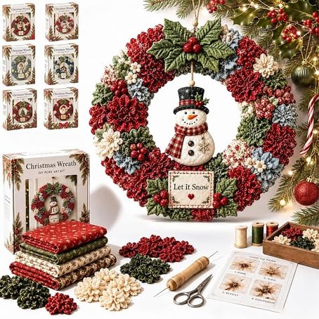 3D Fabric Poke Wreath DIY Kit Adult Christmas Holiday Craft Kits