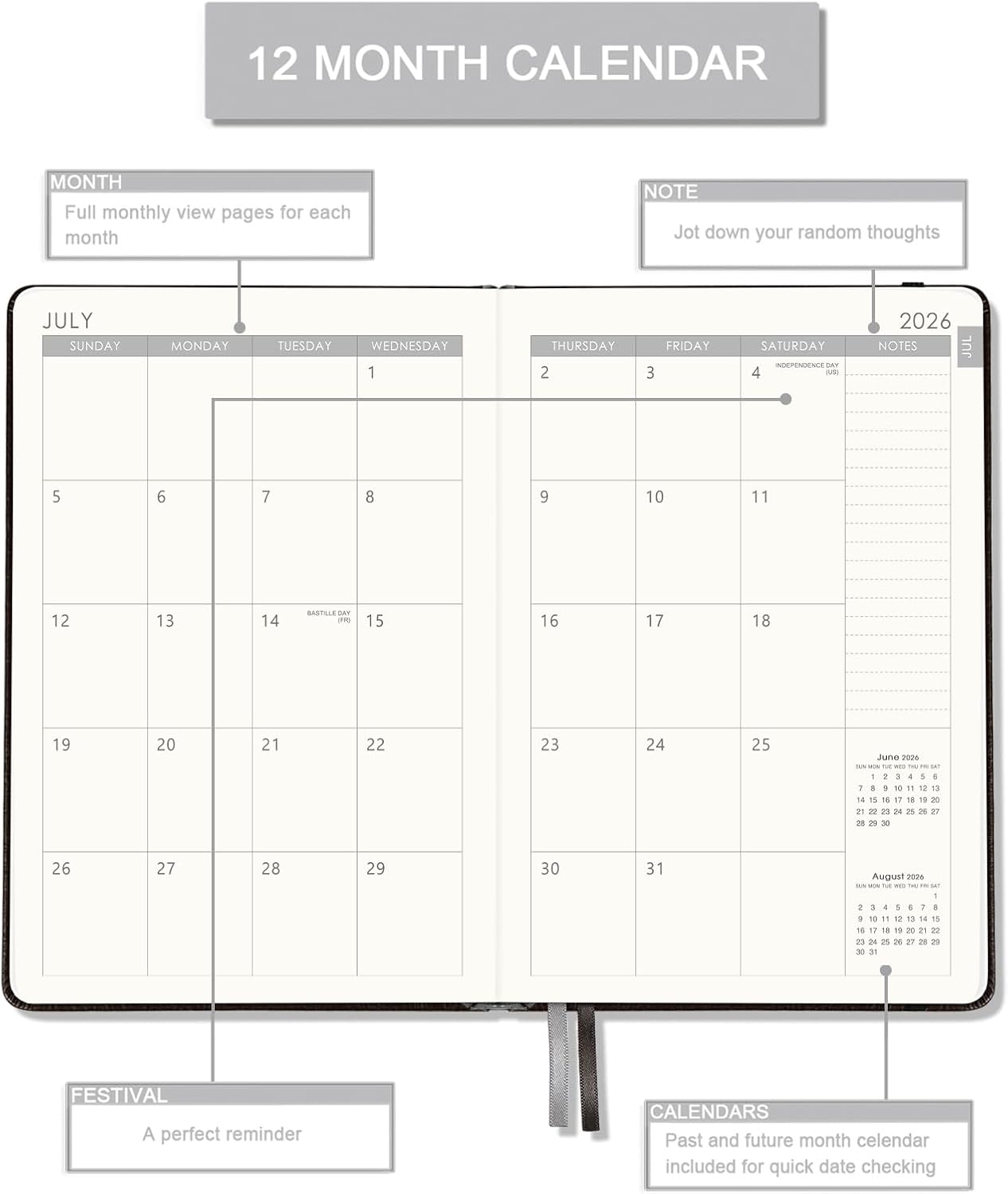 2026-2027 Planner - 2026-2027 Weekly Monthly Planner with Stickers, Jul 2026 - Jun 2027, 5.75" X 8.25", 26-27 Calendar Planner, Premium Paper, Pen Holder, Inner Pocket, 40 Notes Pages