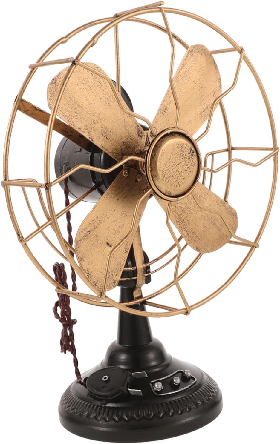 Luxshiny Vintage Fan Model Ornament Retro Metal Table Fan Sculpture Antique Desk Decor for Home Office Classic Vintage Look