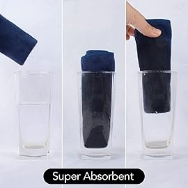 SINLAND Microfiber Facial Cloths Fast Drying Washcloth 12inch x 12inch (6pack, Navy Blue)