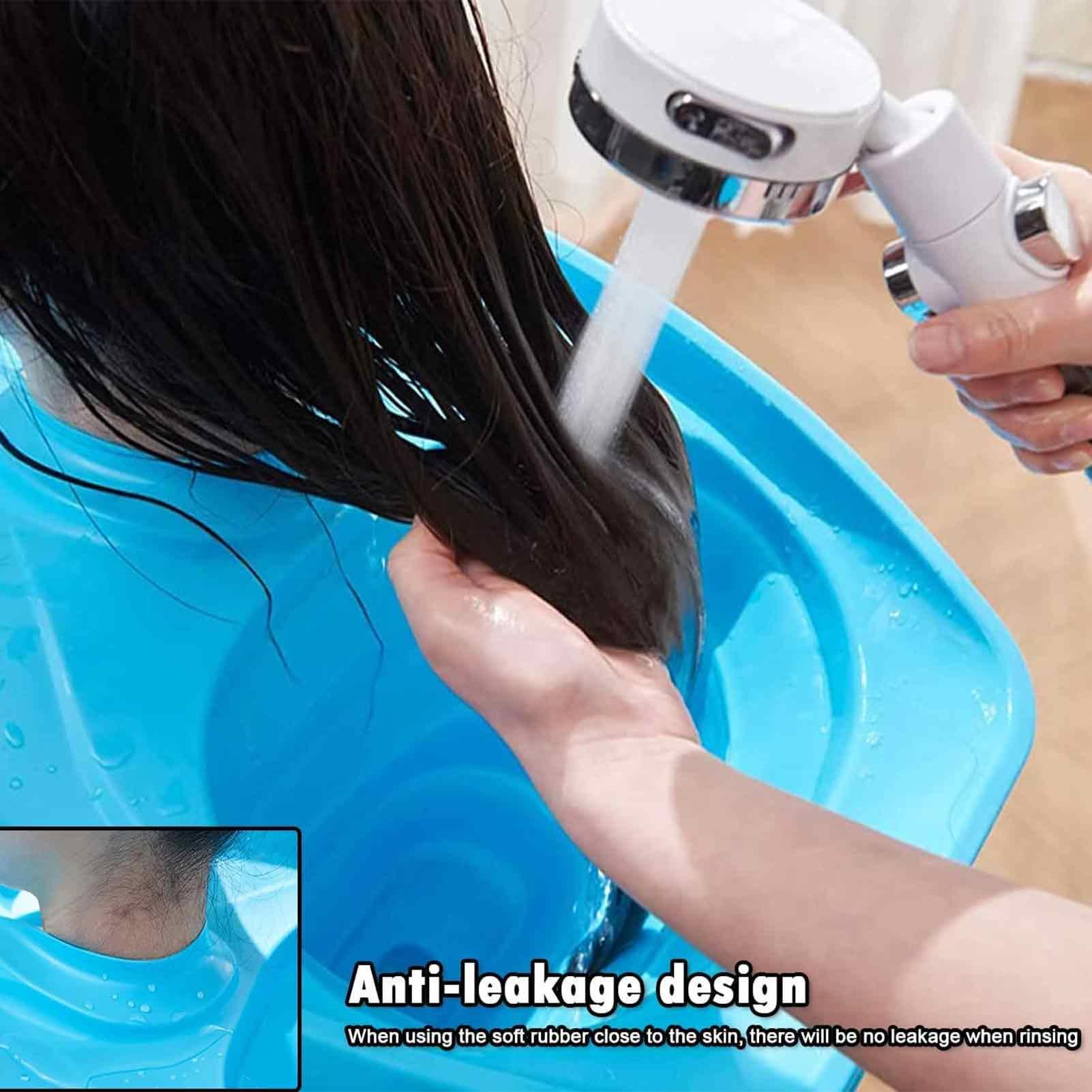 Cuenco plegable para lavabos con champú con manguera de drenaje de 1,5 m, 51,5 x 40,1 x 26,2 cm, bandeja portátil de TPE para lavar el cabello en casa para discapacitados, personas mayores, mujeres