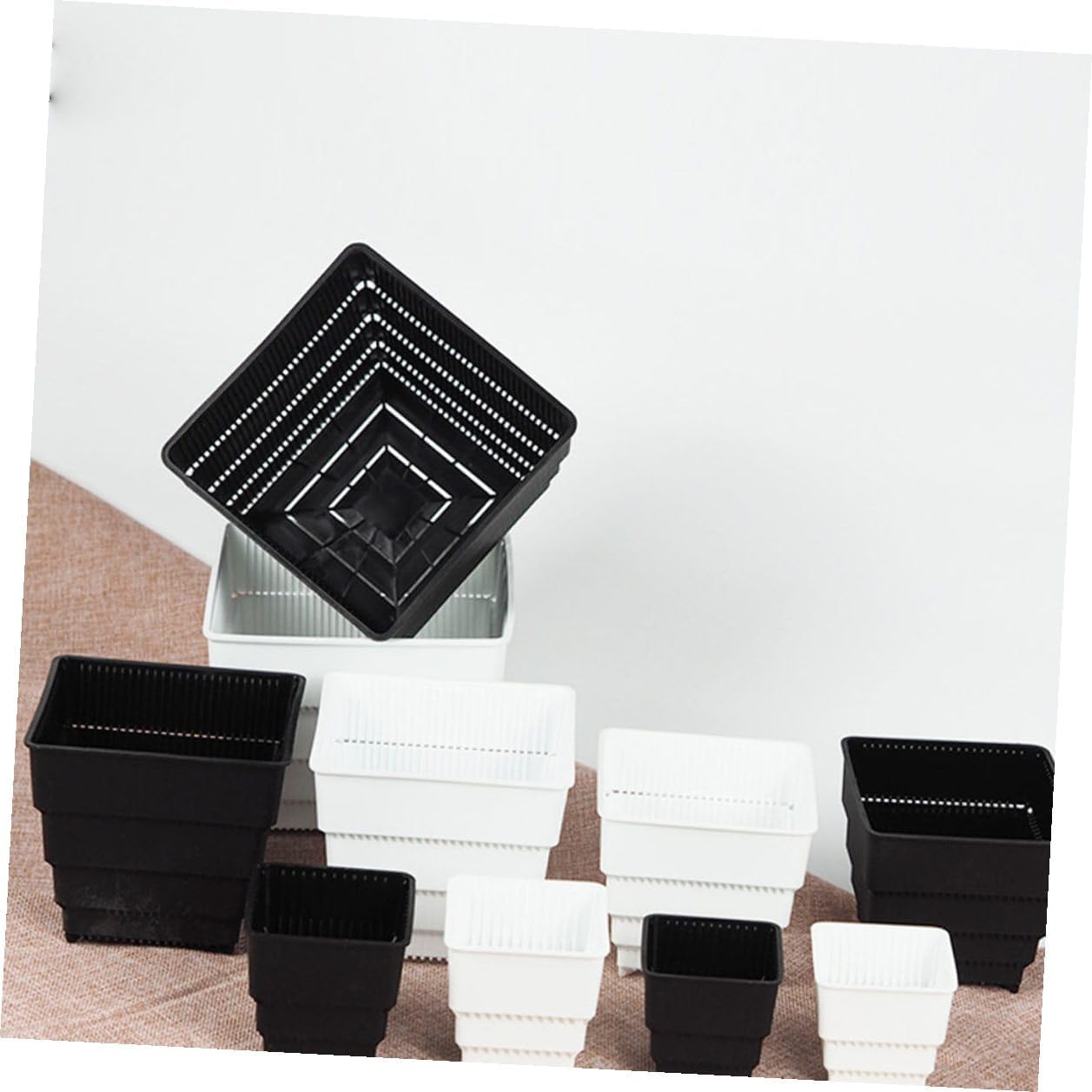 Square Plastic Root Control Planter Pot 12cm Breathable Succulent Flower Pot for Indoor Home and Office Gardening image 5