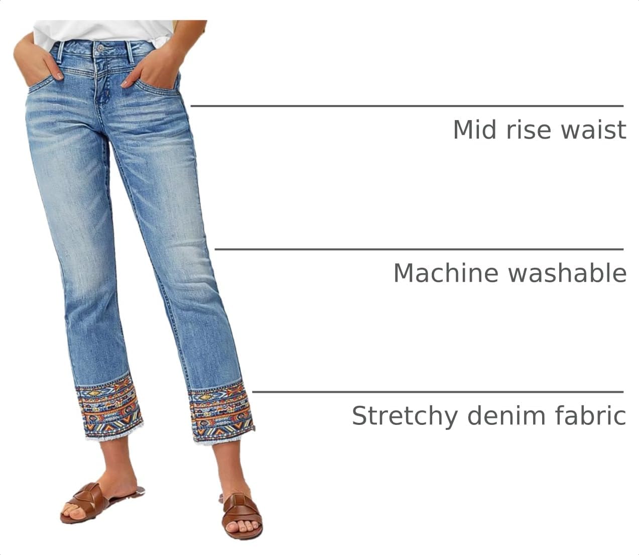 Flamingals Straight Leg Cropped Jeans for Women image 4