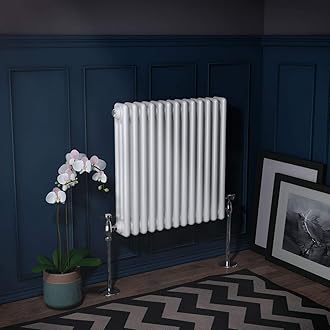 WarmehausTraditional Cast Iron Style White Triple Column Horizontal Radiator 600 x 605 mm