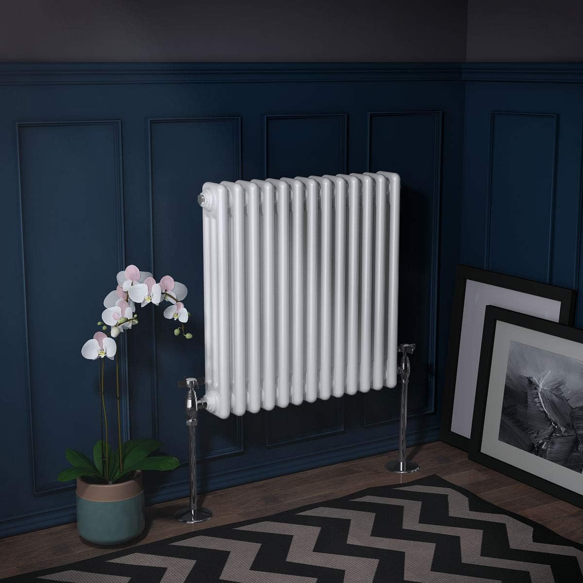 WarmehausTraditional Cast Iron Style White Triple Column Horizontal Radiator 600 x 605 mm