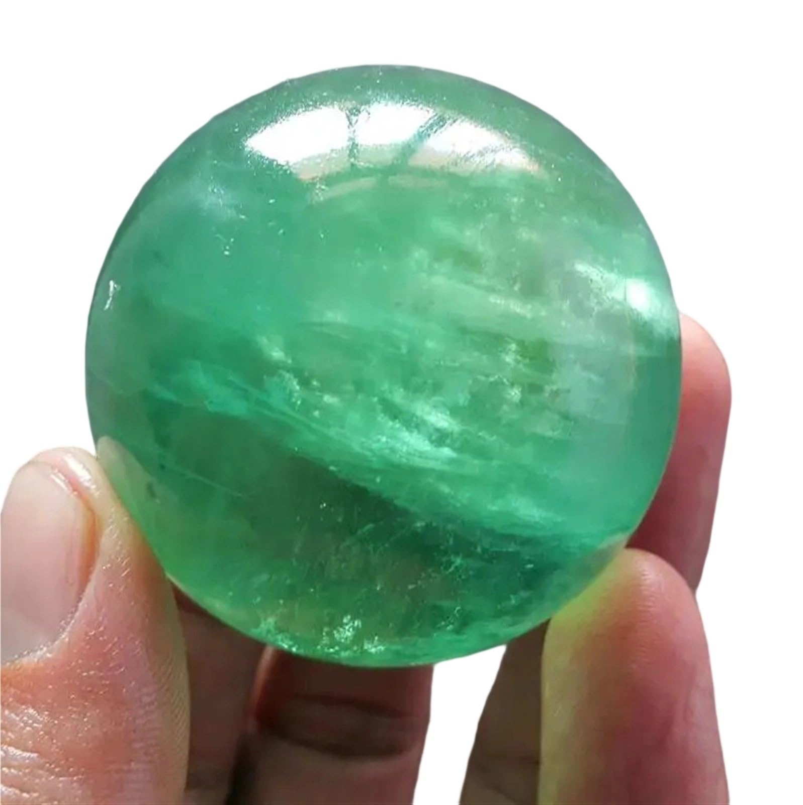 HAOYUNS Beautiful Natural Green Fluorite Crystal Ball Quartz Spirit Stone for Spiritual Growth and Decoration