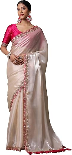 SAREE MALL Women's Net Solid Saree With Unstitched Blouse Piece (RADHA2001_RX_Parent)