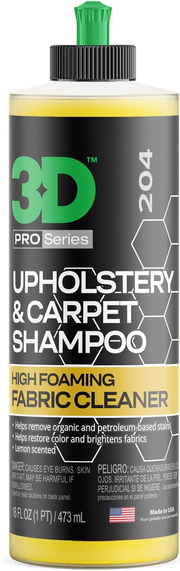 Upholstery & Carpet Shampoo - High Foam Stain Remover & Odor Eliminator Shampoo 16oz.
