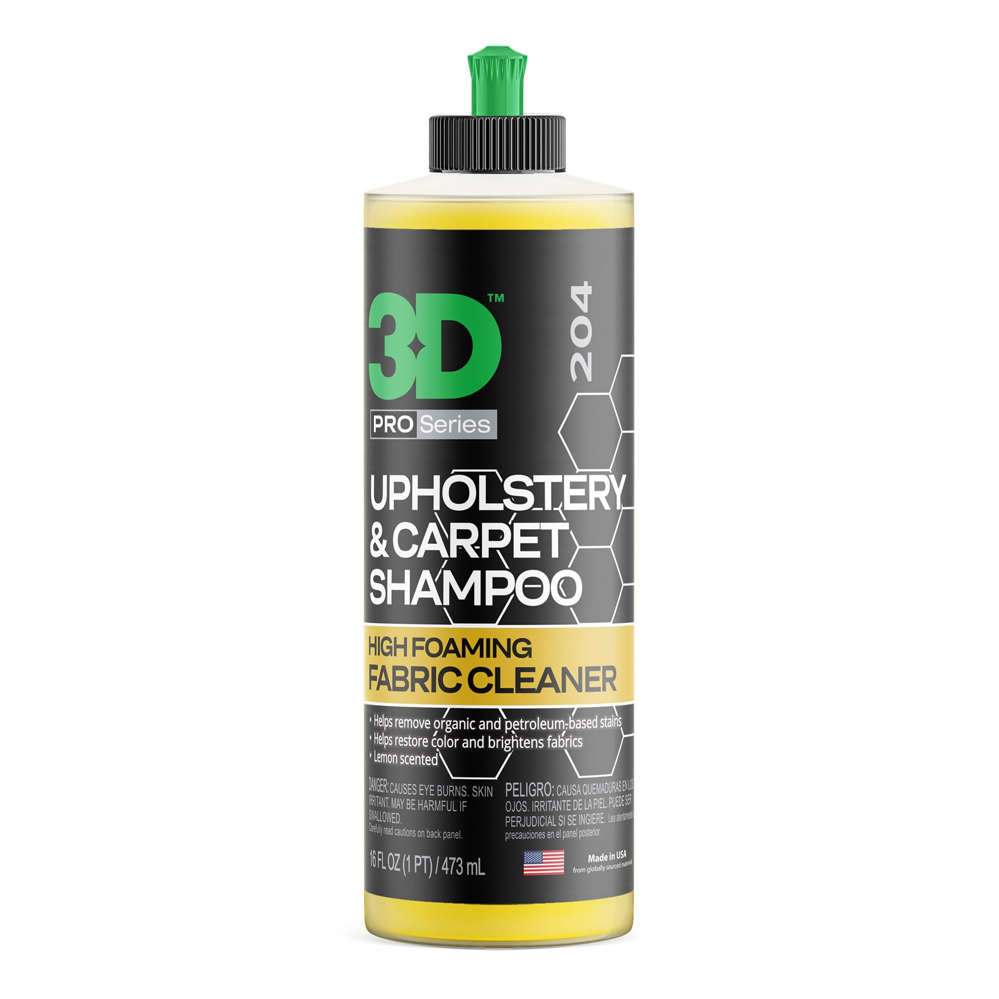 Upholstery & Carpet Shampoo - High Foam Stain Remover & Odor Eliminator Shampoo 16oz.