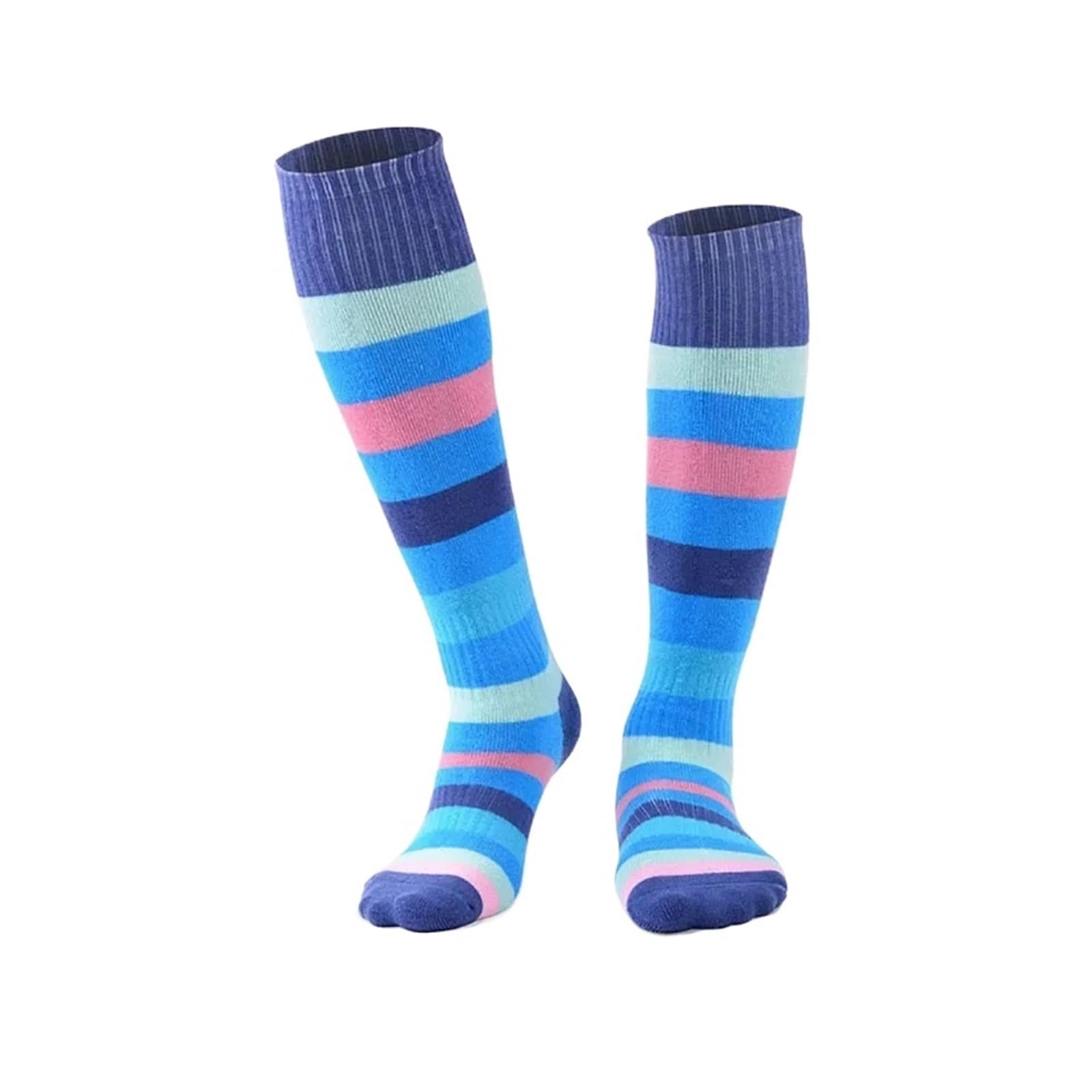 Calze da Sci Calzini da Sci for Bambini a Righe Lunghe, Calze da Trekking e da Sci for Ragazzi e Ragazze, Comodi Calzini da Snowboard ispessiti Caldi(Blue,(27-32))