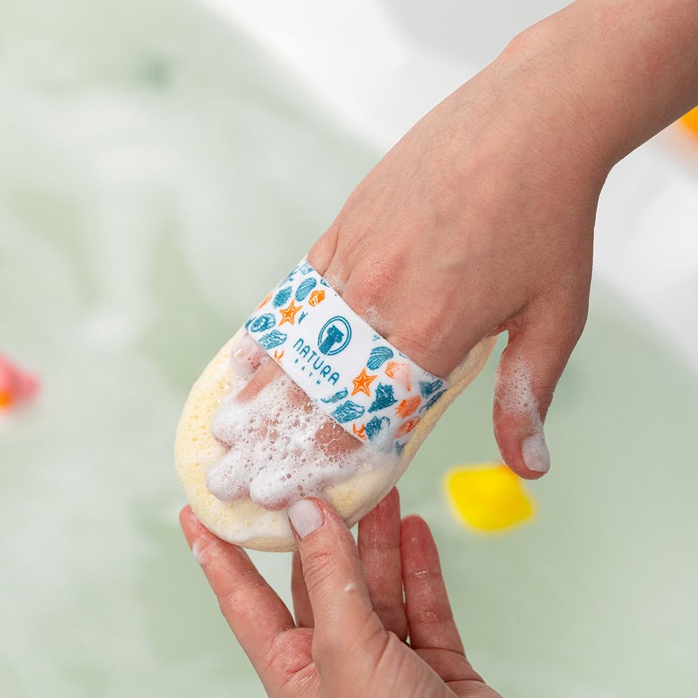 Juego de esponja y manoplas naturales para bebé, para baño y ducha, hipoalergénico