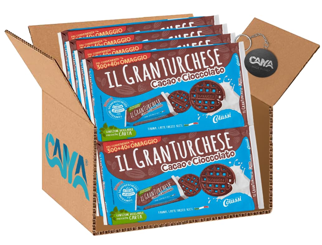 8X Colussi Il GranTurchese con Cacao e Cioccolato Fondente 6 Porzioni Salvafreschezza 340g [CAIYA® BOX da 8 Confezioni]