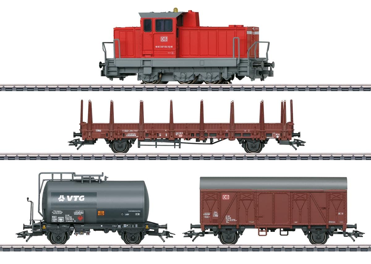 Märklin Modelleisenbahn Digital-Startpackung Moderner Rangierbetrieb 29469 – Diesel-Lokomotive mit Kesselwagen und Güterwagen