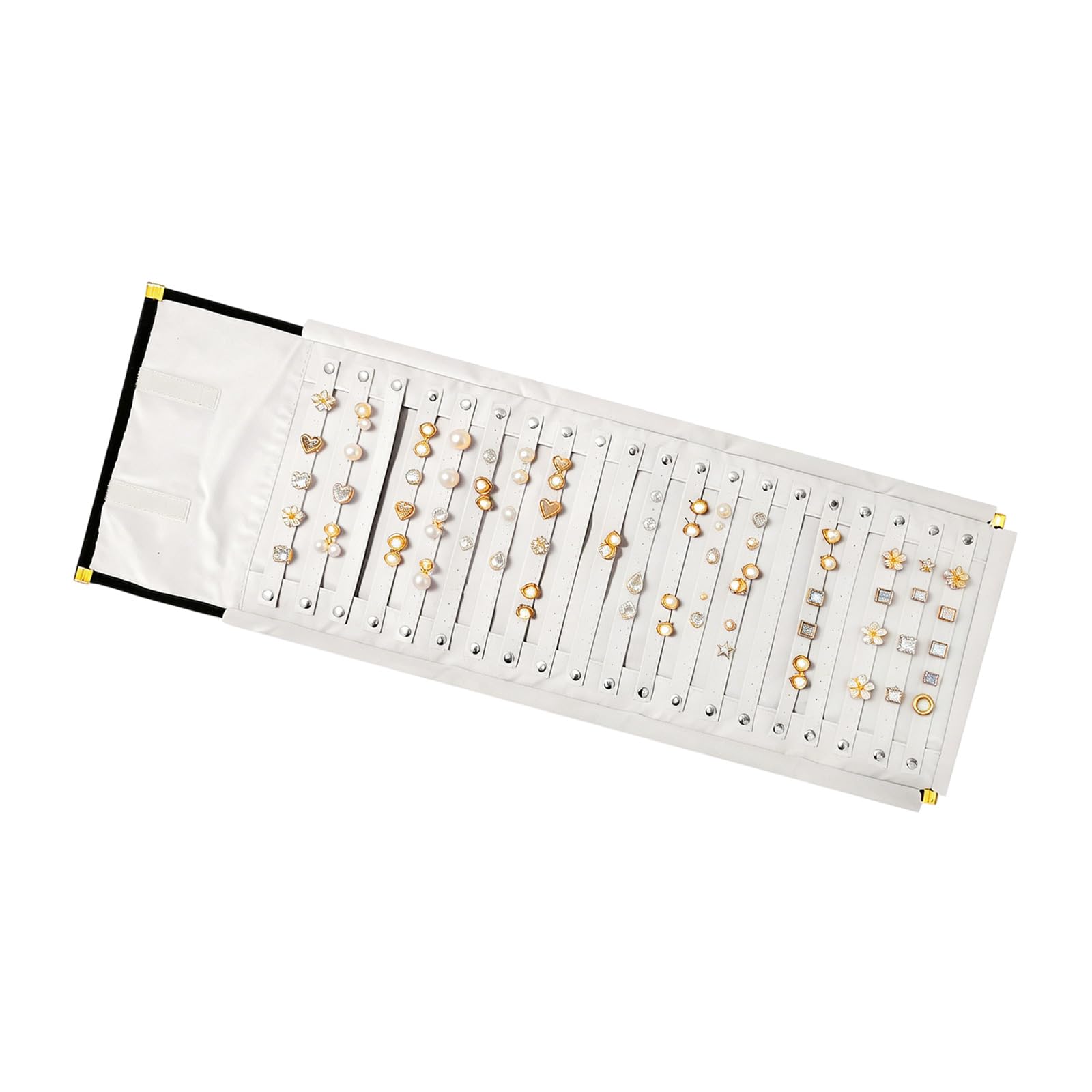ZBIianxer Oxford Fabric Jewelry Storage Roll Featuring Multiple Sections for Necklaces Rings Earrings Jewelry Display Roll