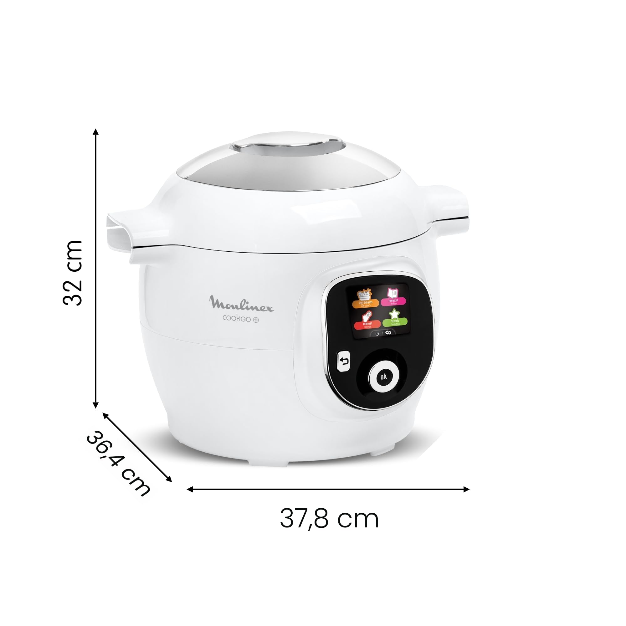Moulinex, Cookeo Multicuiseur intelligent 6L, 80 recettes intégrées, Cuisson sans surveillance, Ecran intuitif, Guide de cuisson, Application MyMoulinex, 1600W, Blanc, 15 ans réparabilité CE854110