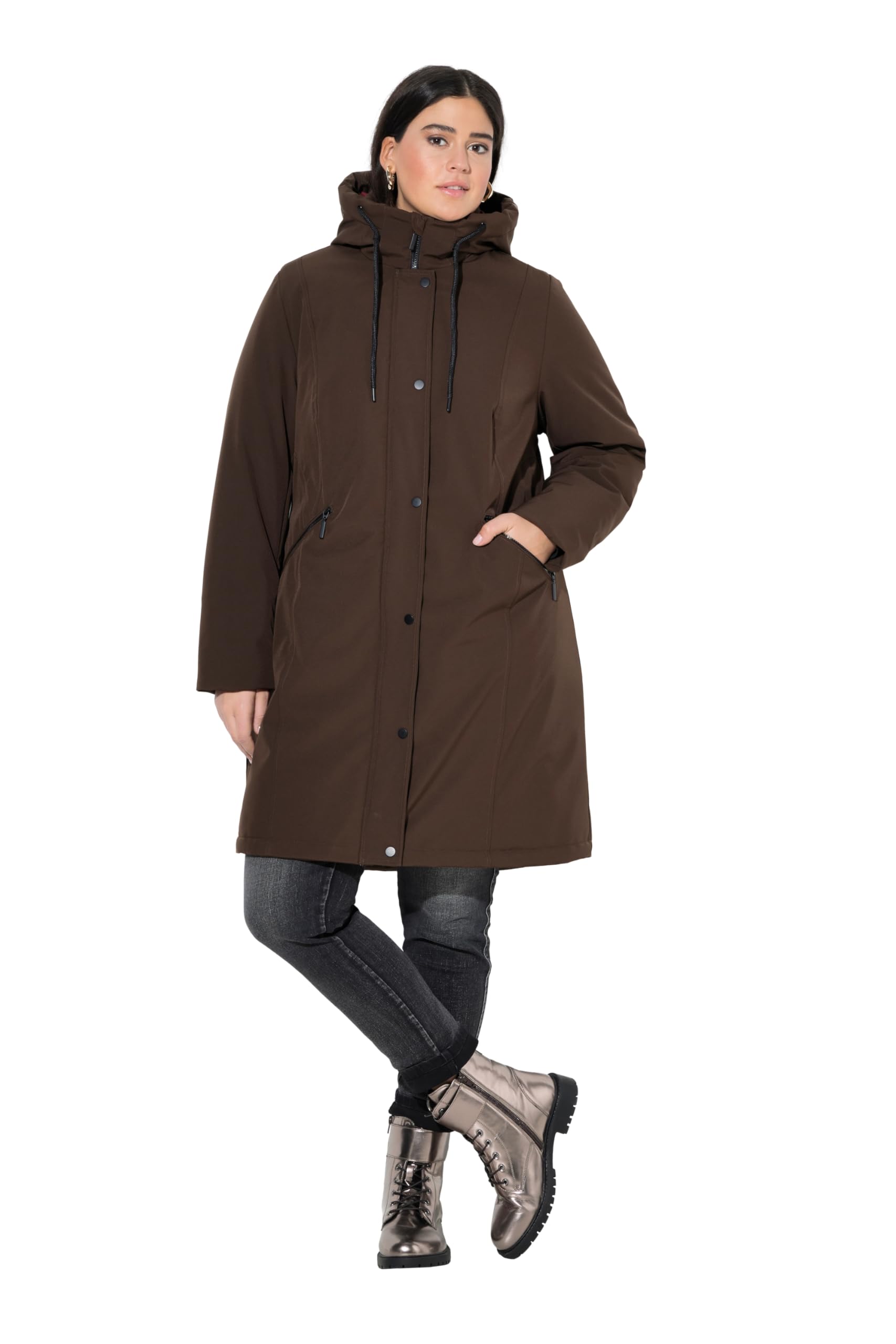 Ulla Popken Damen große Größen Übergrößen Plus Size HYPRAR Funktionsjacke, wasserabweisend, mit kontrastigem Innenfutter 821495