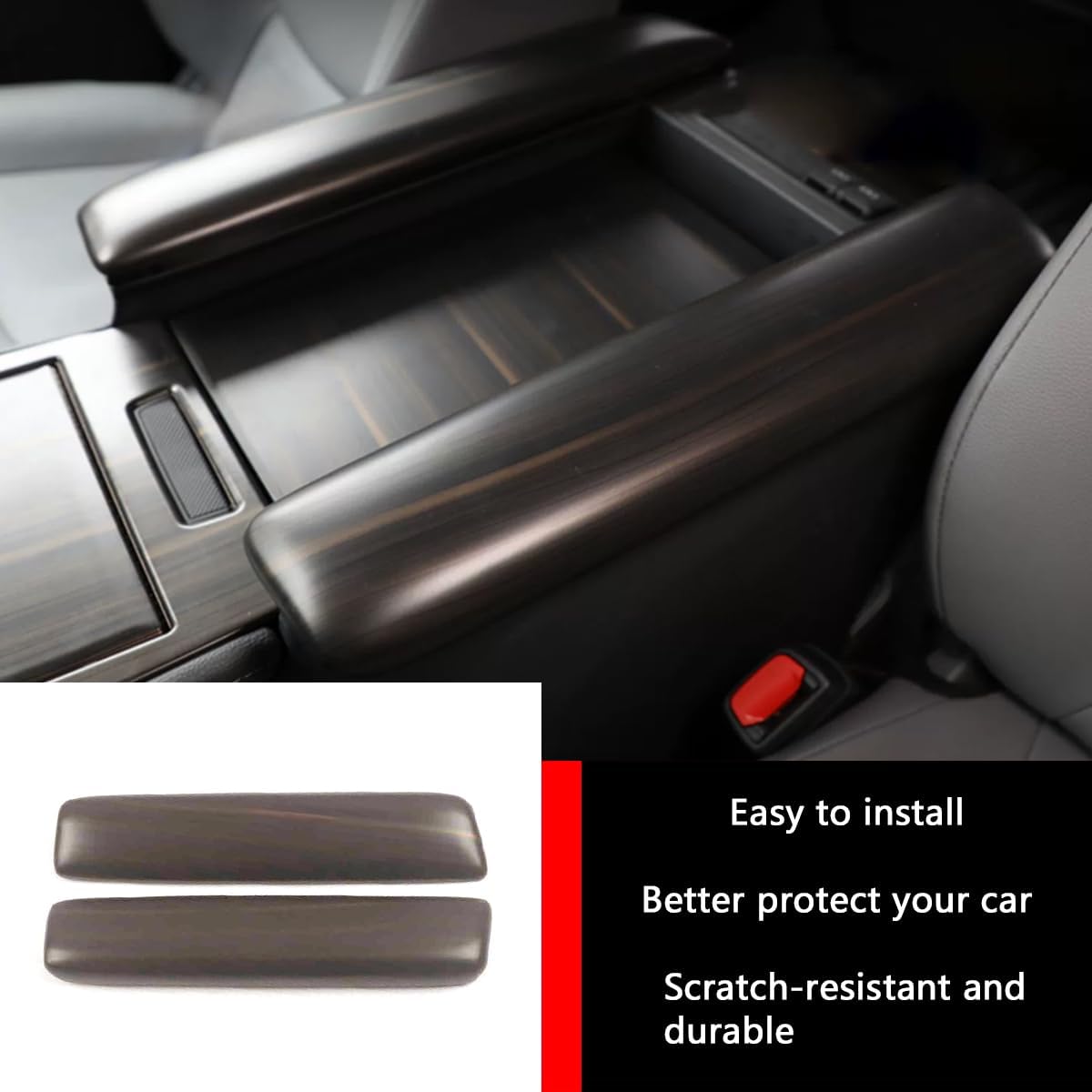 Car Accessories Fit for Toyota Sienna 2021 2022 2023 2024 2025 2026 Interior Center Console Armrest Cover Panel Protect Decorate Trim (Peach Wood) ABS 2 PCS