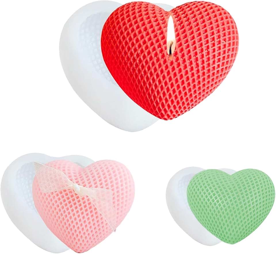 3 Stück Silikonformen Gießformen Herz, Silikonform Herz für Diy Seife, Schokolade, Kuchen Dekoration