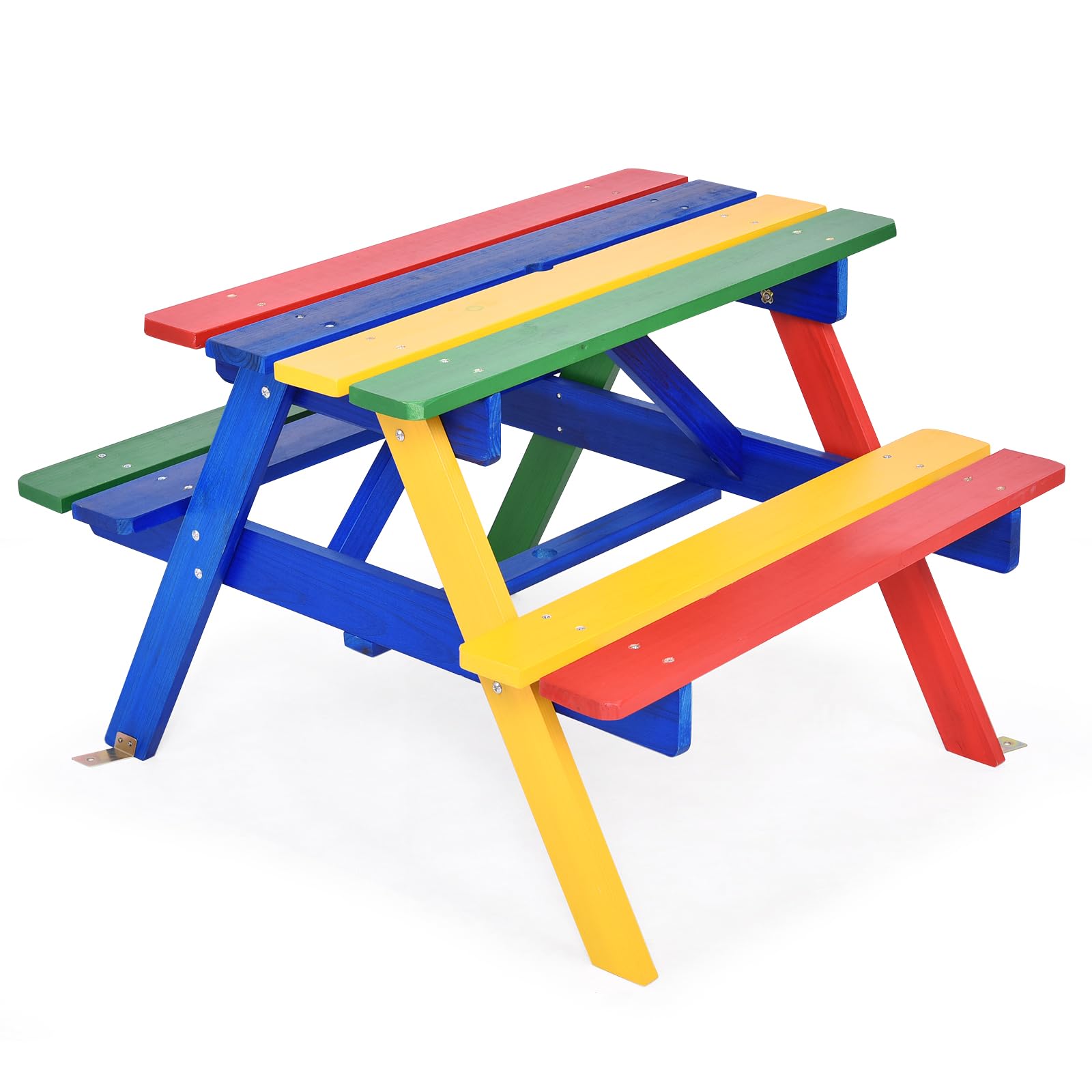 SOARS Table de Pique-Nique pour Enfants avec Parasol Réglable, Table et Bancs en Bois de Sapin pour Enfants avec Parasol, Salon de Jardin et Parc, 140 cm (Multicolore)