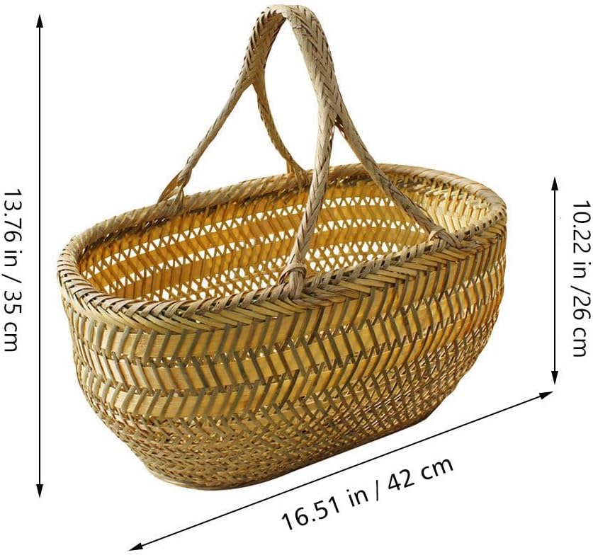 STOBAZA Hand Shopping Basket Woven Baskets Egg Gathering Wicker Food Rattan Picnic Weaving Treats Gardeners Harvest Small Vegetable Bamboo Weaving