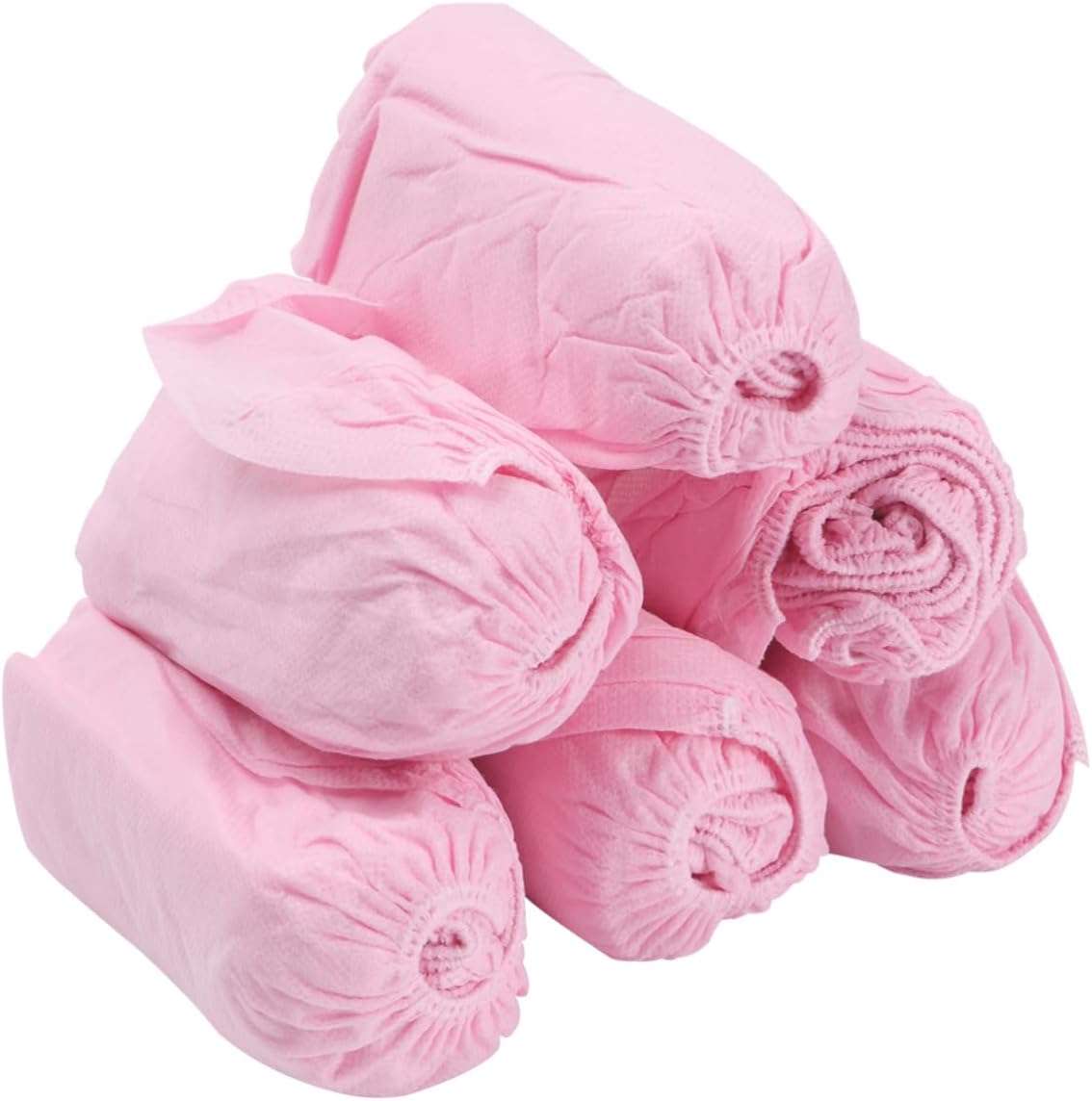 100PCS Disposable Nonwoven Fabric Shoes Covers Breathable and Dustproof Shoe Protectors with Elastic Band Thicken Pink Design for Home Use