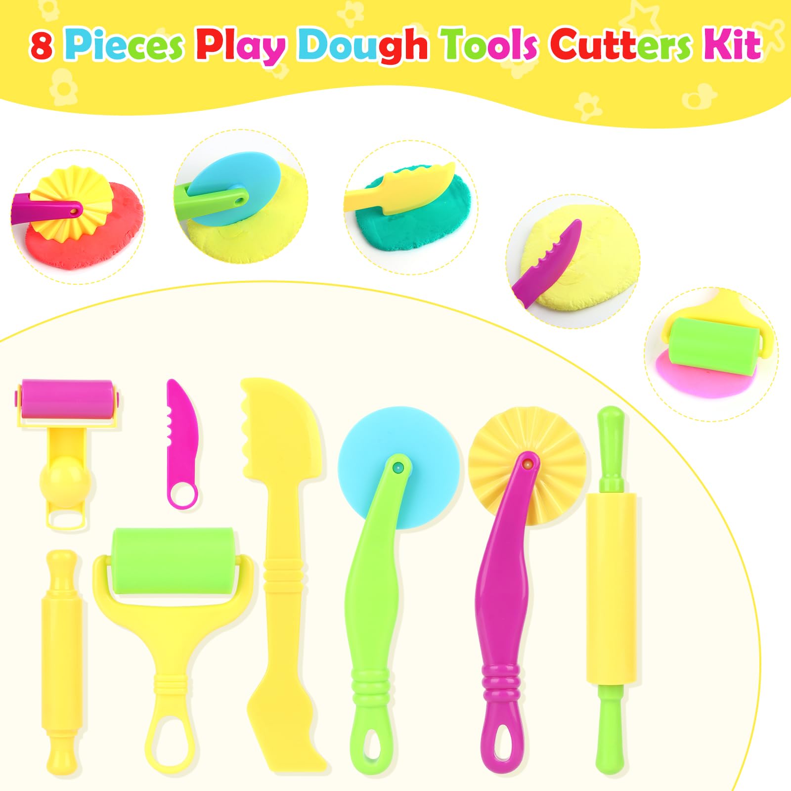 Set 6 Utensili Per Pasta Modellabile E Plastilina - Accessori Per Bambini, Giocattoli Educativi Colorati - 2
