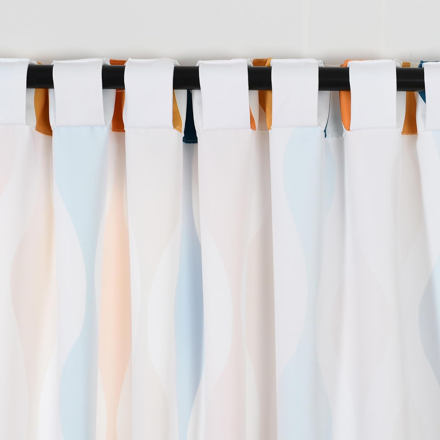 Lush Decor Mid Century Geo Room Darkening Window Curtain Panels Pair 52" W x 63" L Turquoise & Orange - Retro Curtains for Living Room - Vintage Drapes