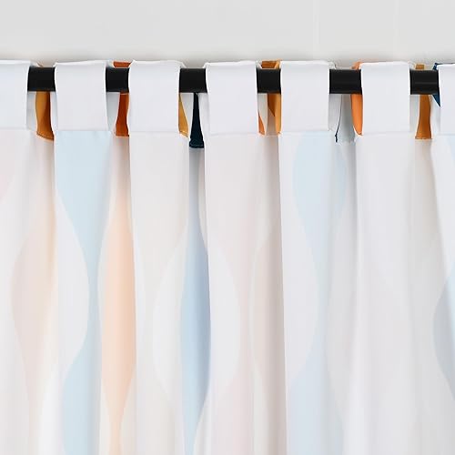 Miniatura 5 de Lush Decor - Par de paneles de cortina de ventana con diseño geométrico de mediados del siglo XX y filtro de luz, 95" de largo x 52" de ancho,