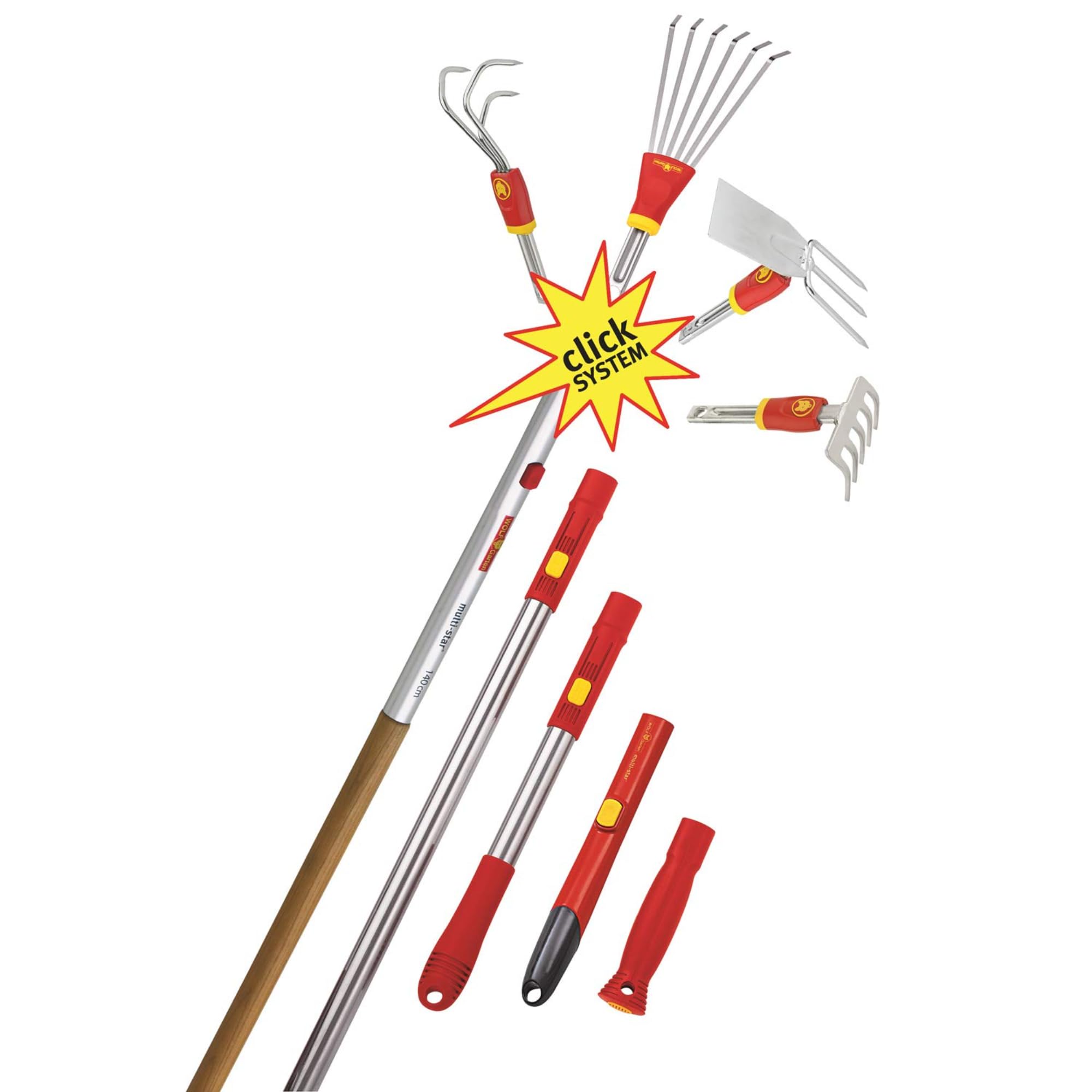 Wolf-Garten 71AAA032650 UE-M Scopa a Denti Piatti, Rosso/Argento, 15x52.3x59.2 cm